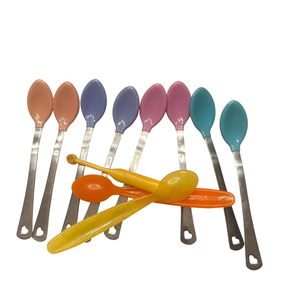 Munchkin Baby Spoons Infant 8pc Lot Multicolor Soft Tip Stainless Steel Plastic - Picture 4 of 4